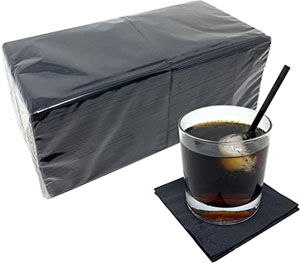 Cocktail Napkins Black - 2Ply 24x24cm - 100x Per Pack